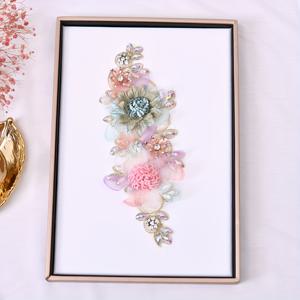 TEMU 우아한 꽃 모양 비즈 장식 패치, 크리스탈 장식 포함 - DIY 반짝이는 3D 원단 꽃 장식, 옷과 공예품을 위한 장식, 분홍색과 연한 파란색