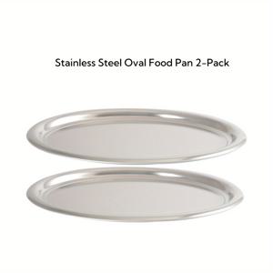 TEMU HANYUE 2개 세트 스테인리스 스틸 타원형 계란 접시 - 두꺼운, 다용도 주방 및 식사용 접시