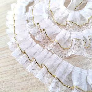 TEMU 1롤/3야드, 3.5cm 폭, 금실과 哲징 러플이 있는 이중층 프린트 도트 레이스. 재봉 DIY 밑단, 커프스, 칼라, 밑단, 커튼, 패셔너블한 의류 액세서리 및 장식용 소재로 적합