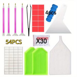 TEMU 할로윈 및 크리스마스 선물에 완벽한, 비즈 제작용 플라스틱 트레이와 펜이 포함된 54개 페인팅 도구 세트, 다기능 액세서리 세트와 보관함