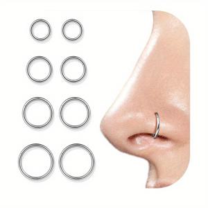 TEMU 8개 16G 수술용 스틸 힌지 클리커 세그먼트 코 링 후프 헬릭스 연골 데이스 트라거스 슬리퍼 귀걸이 바디 피어싱 6-12mm