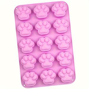 TEMU 실리콘 발자국 몰드 트레이, 15-공동 만화 고양이 곰 발톱 초콜릿 몰드 젤리, 왁스 멜트, 비누 만들기 - 주방 베이크웨어, 무료
