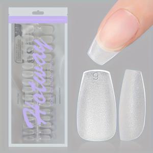 TEMU 180개 숏 코핀 프레스온 네일 풀커버 팁 - / 프로스티드 아크릴 네일 셰이핑 (15가지 사이즈), 매트 젤 네일 익스텐션, 네일 살롱 & 홈 사용에 적합 - 적용 및 스타일링