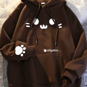 TEMU 후드 스웨트셔츠 캐주얼 3프린트 고양이 얼굴