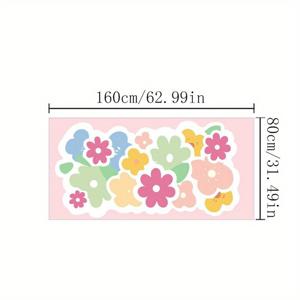 TEMU 아크릴 모조 캐시미어 +1000g +10mm 침대 옆 플러시 카펫, 부드러운 세탁 가능 거실 러그, 여성스러운 스타일 플로럴 패턴 러너 카펫, 홈 라운지 매트