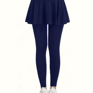 TEMU 하이웨이스트 힙업 요가 팬츠, 신축성 있는 타이트핏 페이크 숏 스커트 2개 세트, 피치 스포츠, 복부 압박, 속건성, 여성용 피트니스 슈트