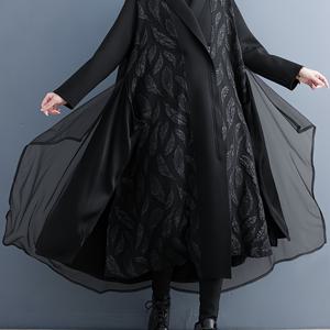 TEMU 일본 스타일 롱 메쉬 트렌치 코트, 편안한 핏과 캐주얼한 느낌, 독특한 칼라 디자인 특징.