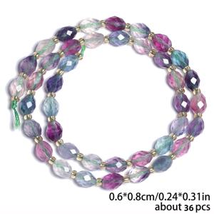 TEMU 약 18/36개 컬러풀 플루오라이트 스톤 비즈, 컷팅 페이셋 로마보이드 모양 스페이서 루즈 비즈 & 비즈 액세서리, DIY 주얼리 만들기용 팔찌 목걸이 귀걸이