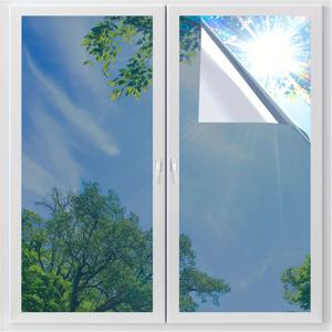 TEMU 원웨이 프라이버시 유리창 필름, 자외선 차단 및 열차단 프라이버시 보호 차량 유리 틴트 필름, 반사 미러 실버리 무료 도구 포함