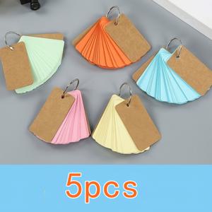 TEMU 5개 다색 휴대용 노트, 빈 휴대용 워드 카드, 대학생 리뷰 북마크용 귀여운 루즈리프 링 노트북