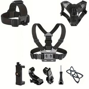 TEMU 액션 카메라용 액세서리 8종 세트 (휴대폰, Gopro, Osmo Action 마운트 포함), 헬멧, 머리, 가슴 등에 적합