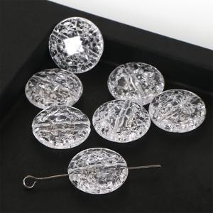 TEMU 2D 평면, 25개 15mm 투명 크랙 아크릴 비즈 - 면처리된 평면 라운드 루즈 비즈, DIY 주얼리 만들기, 목걸이, 팔찌 & 귀걸이, 플라스틱, 스캐터드 비즈
