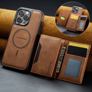 TEMU 아이폰 17, 16E, 16, 15, 14, 13, 그리고 12 Pro Max Plus용 마그네틱 지갑 커버 (카드 홀더 포함), 탈착식 무선 충전 인조 가죽 스탠드 케이스 (카드 수납 공간 8개), RFID 보호 기능 제공|아이폰케이스|지갑