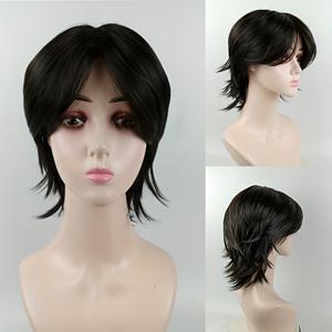 TEMU 커튼 앞머리가 있는 중성 스타일 여성용 롱 레이어드 합성 가발, 데일리 파티에 적합