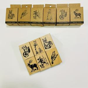 TEMU 6pcs 빈티지 동물 및 식물 나무 고무 스탬 - 사슴, 판다, 토끼, 벌, 잎 디자인, 스크랩북, 카드 만들기 및 DIY 공예용 고급 나무, 세부적인 조각, DIY 공예 스탬 | 장식 스탬 | 세부적인 조각, 스탬 세트