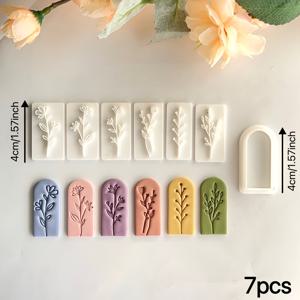 TEMU 7pcs 봄 시리즈 잎과 꽃 플라스틱 모양 세트, DIY 폴리머 클레이 프린팅 도구, 손수건 보석 귀걸이 패턴 크래프팅 키트