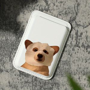 TEMU 2025년 신상 럭셔리 패셔너블 귀여운 강아지 패턴 인조 PU 가죽 자석 카드 홀더 아이폰 16 15 14 프로 맥스용 PU 가죽 지갑 부착물, 1-2장의 카드 보관, 내장 보안 포켓 KA1 장착