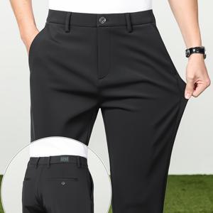 TEMU 남성용 캐주얼 팬츠, 사계절용 신상 스트레치 편안한 블랙 드레스 바지 - 실내, 골프, 파티, 스트리트, 비즈니스, 행사, 연회용