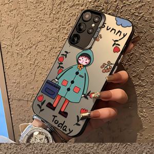 TEMU 만화 소녀 폰 케이스 삼성 갤럭시 S25 S24 S23 S22 S21 S20 FE 울트라 플러스 4G 5G 방탄 무광 백 커버