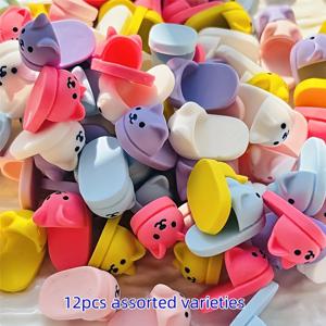 TEMU 12개 세트 미니 고양이 귀 슬리퍼 - 귀여운 레진 장식, 주얼리 및 미니어처 풍경 장식용