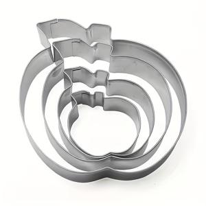 TEMU 사과 모양 쿠키 커터 4개 세트, 스테인리스 미니 쿠키 커터, 베이킹, 과일, 페이스트리, 케이크, 폰당, 샌드위치, 생일 파티에 적합