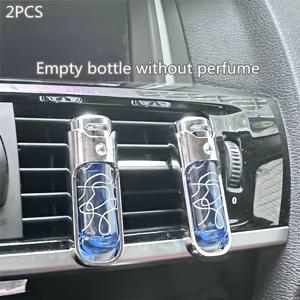 TEMU 2개 세트 자동차 에어벤트 향수병 – 금속 마감 유리 에센셜 오일 디퓨저, 투명 디자인으로 쉽게 리필 가능, 장시간 상쾌한 향기, 향료 미포함, 여행용 리필 가능