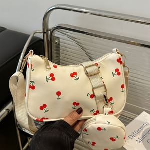 TEMU 프렌치 스타일 니치 언더암 백, 패션 랜덤 프린트 핸드백, 어반 토트백, 마더백