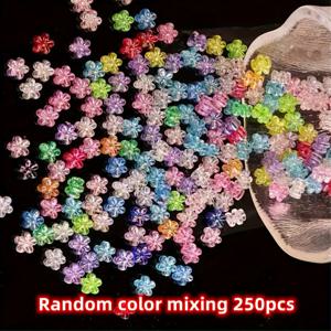 TEMU 500개/250개 4x7mm(0.16 * 0.28인치) 아크릴 비즈 AB 컬러 작은 꽃 모양 비즈와 반짝이는 AB 간격 비즈로 귀걸이, 팔찌 및 매력적인 DIY 공예품 만들기