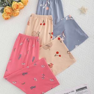 TEMU 꽃무늬 프린트의 편안한 캐주얼 7부 슬립 팬츠