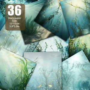 TEMU 꿈의 수중 정원 - 맑은 바닷물 속에서 빛나는 해조류가 파도와 함께 흔들리고 부드러운 빛이 투명한 물을 관통하며 평화로운 분위기를 만들어냅니다. 배경 없는 순수 스크랩북 종이, 핸드메이드 종이, 배경 장식용 재료지, 저질 다이어리, 핸드메이드 DIY 앨범 제작 용지 사양: 5.9*5.9인치 36장