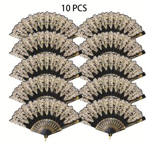 TEMU D EXCEED 10개 스페인식 접이식 손 선풍기 여성용 휴대용 중국 스타일 우아한 접이식 팬, 파티, 댄스, 결혼식 및 어버이날 행사용|접이식선풍기