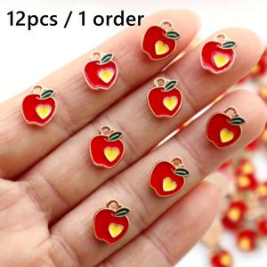 TEMU 2024년 선생님의 날/ 데이 | 12개의 미니 애플 하트 모양 합금 이메일 펜던트 | DIY 보석 귀여운 과일 펜던트 | 목걸이, 열쇠고리 및 선생님 선물 공예 용품