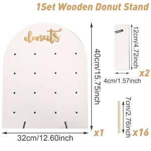 TEMU 1세트, 도넛 목재 디스플레이 스탠드, 샤워 파티 장식, 웨딩 브라이덜 파티 용품, 해피 버스데이 파티 DIY 도넛 디스플레이 스탠드, 이벤트 파티 도넛 케이크 장식, 아치형 화이트 도넛 스탠드