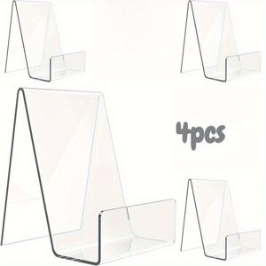 TEMU 4개 아크릴 북 스탠드, 투명 이젤 스탠드, 앨범·CD·지우·포스트카드·사진·접시·작품·휴대폰·태블릿 전시용 디스플레이 홀더