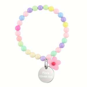 TEMU 맞춤형 새 고양이 목걸이, 개인 맞춤 애완 동물 ID 태그 포함, 레이저 각인 맞춤 정보, 마카롱 색상 애완 동물 목걸이, 꽃 펜던트, 독특한 고양이 목걸이, 소형견 목걸이, 배터리 없음