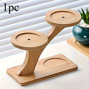 TEMU 1개 우아한 인공 대나무 식물 스탠드 - 둥근 받침대 & 불규칙한 모양의 2단 컴팩트 디스플레이 선반, 소형 화분용 공간 절약, 홈 오피스 발코니 데스크탑 장식, 자연스러운 외관, 장식용 인공 식물, 내구성 있는 구조|화분받침대