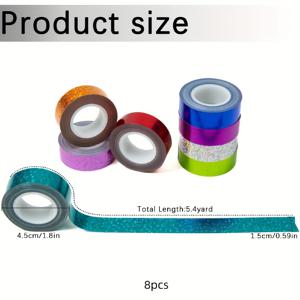 TEMU 8pcs GDGDSY 레이저 필 테이프 - 고강도 글리터 스파클러 접착제, DIY 공예, 스크랩북, 사진 앨범 장식 및 선물 포장용 플라스틱 테이프, 스크랩북 필수품, 반짝이는 마감, 내구성 있는 접착제
