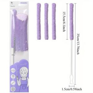 TEMU 청소용 브러시 헤드 1개와 교체용 청소천 3개 세트, 마이크로화이버 브러시 천은 세척이 쉽고 재사용이 가능하며 유연함. 에어컨 틈새, 블라인드의 먼지 제거 및 세탁기용 청소 도구. 필수 청소용품|실외기없는에어컨