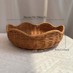 TEMU 플라스틱 라탄으로 제작된 3중 1 원형 물결 바구니, 장식용으로 적합, 화장품 보관에 이상적, 거실, 정리, 데스크탑, 욕실, 주방 조리대, 선반 바구니에 적합, 휴일 선물로도 좋습니다.