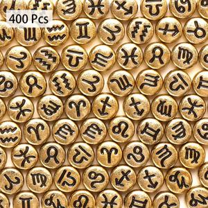 TEMU 400개 별자리 글자 원형 비즈, 별자리 기호 포함, 팔찌, 목걸이, 헤어 장식 및 의류 장식용 비즈 재료로 다양한 스타일 제공