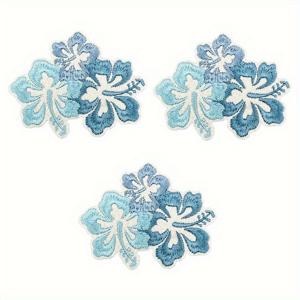 TEMU 미술 작품, 공예품 및 재봉 재료 - 식물 모양 자수 다리미 패치 3개 세트 - 청색 플로럴 아플리케, 데님 재킷 수선, 가방 개선 및 패션 프로젝트 강화