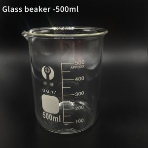 TEMU 실험실용 보로실리케이트 유리 비커, 투명 눈금 유리컵, 고온 내성 500ml