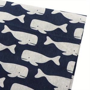 TEMU 귀여운 고래 프린트 고품질 리넨 원단 1개, 50x150cm (19.68x59인치), 퀼트링, DIY 재봉, 소파, 커튼, 가방, 쿠션, 식탁보, 베개 쿠션, 가구 커버 등용! 수공예용 핸드메이드 원단