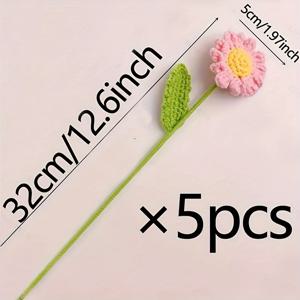 TEMU 5개/10개 수제 데이지 코바늘 꽃 부케, 방 장식용, 다용도 홈 차량 사무실 장식, 매력적인 개인 스타일, 시즌 장식 발렌타인데이, 선생님 날, 어버이날, 추수감사절, 결혼식