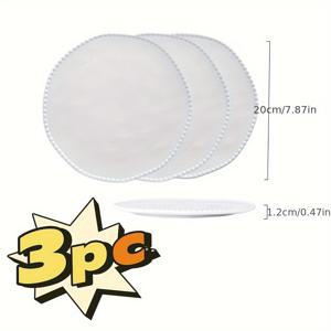 TEMU 3피스 도자기 비즈 접시, 고급 식기 업그레이드 에디션, 하이엔드 레스토랑 전용, 예술적 식기류, 디저트 플레이트, 서빙 트레이, 불규칙한 웨스턴 스타일 화이트 세라믹 접시, 도자기, 이탈리안 파스타 플레이트, 럭셔리 포슬린