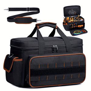 TEMU 대형 17인치 도구 가방 (20포켓 & 와이드 마우스), 전문가용 헤비듀티 도구 정리함 - 조절 가능한 어깨끈, 전기공·정비사·목수 휴대용 보관