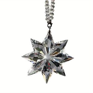 TEMU 후방 거울에 걸 수 있는 팔각형 눈꽃 자동차 펜던트, 차량용 실내 장식 액세서리