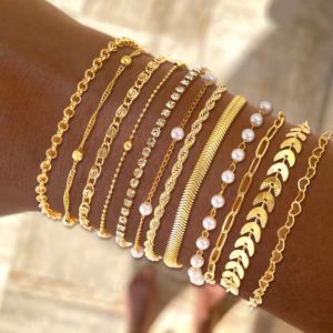 TEMU 12개 세트 우아한 라인스톤 & 세트 - 블링 블링 레이어드 목걸이 & 팔찌 체인, 하트, 라운드 비즈, 스네이크 체인, 비행기 참 - 파티 웨딩 데일리 웨어 연중 내내 어울리는 선물 (도금 없음)