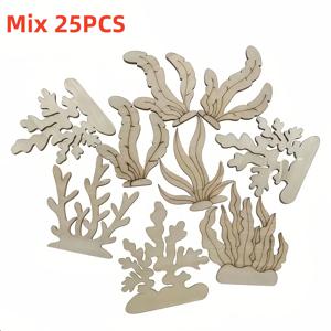 TEMU 25개, 나무 해조 산호 DIY 그림 나무 조각 - 현대 스타일, 생일, 결혼식, 크리스마스, 새해 등 다양한 용도로 사용 가능한 다용도 홈 장식, 전기 없음, 휴일 홈 장식 | 현대 스타일 장식 | 나무 구조, 해조 장식