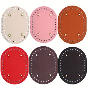 TEMU 6개입 PU 가죽 라운드 지갑 베이스, 5.7x4.3인치, 사전 구멍 처리된 크로셰 백, 숄더백, 핸드백 제작용 - 내구성 있는 가방 성형 패드, 수제 프로젝트, 지갑 액세서리, 지갑 만들기, DIY 지갑 제작